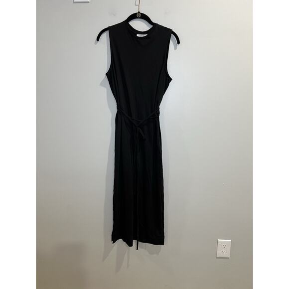 Vince Prima Cotton Midi Black Dress Size Small Sleeveless Round neck‎ - Picture 2 of 8